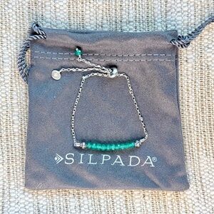Silpada NWOT Green Jade and Silver Pull Tie Bracelet Pretty and Dainty Boho
